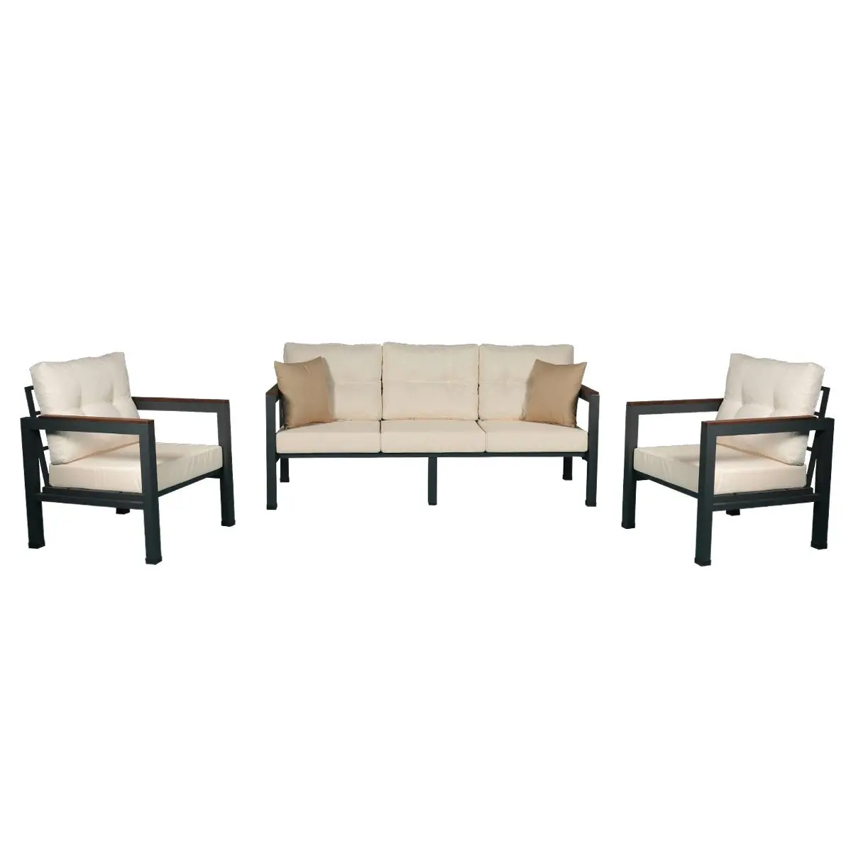 Garten Holz möbel 4-teiliges Set Tisch und Stühle Lounge Schnitt Terrasse Sofa Set Aluminium Teakholz