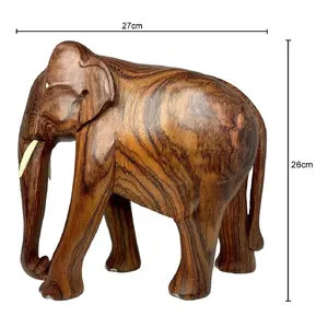 Handmade Wooden <b>Elephant</b> Statue, Hand Carved Wooden <b>Elephant</b> Sculpture, Wood <b>Elephant</b> Carving - Product Image 2