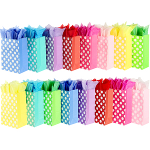 Bolsas de Regalo de Papel Kraft Marrón con Puntos de Colores, con Asas de Cordón, Ecológicas, Reciclables, Estilo Clásico para Regalos y Manualidades - Product Image 2