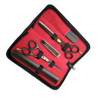 Kit de ciseaux à effiler pour barbier en acier inoxydable de qualité supérieure avec manche en céramique, revêtement coloré, garantie de 3 ans