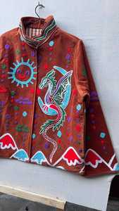 Veste en velours Suzani brodée, style bohème, manteau matelassé indien, cadeau pour une amie, veste en velours Suzani - Product Image 6