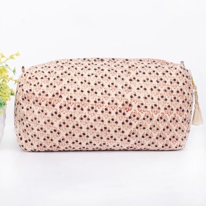 <b>Set</b> 3 Eco-Friendly Vintage Style Block Print Cotton <b>Makeup</b> Bags Zipper Closure Water Resistant Durable Large Customizable for - Product Image 4