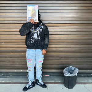 เสื้อฮู้ดแบบสวมหัวสำหรับผู้ชายเสื้อมีฮู้ดพิมพ์ลายหน้าจอพลอยเทียมไม่ซ้ำใคร - Product Image 4