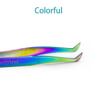 Pince à cils à angle de 90 degrés en acier inoxydable avec poignée en diamant blanc rose - Product Image 2