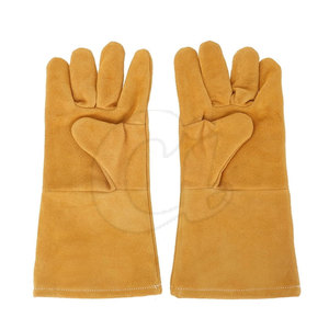 Guantes de soldador de cuero con logotipo personalizado hecho de calidad Guantes de soldador de cuero sintético de color sólido - Product Image 3