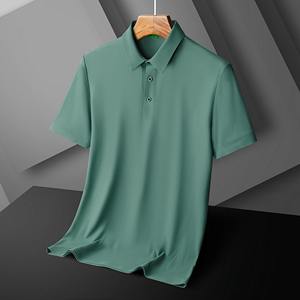 Nouveaux hommes glace soie sans trace Nylon revers T-Shirt pakistan édition été séchage rapide mode polyvalent décontracté haut ample mâle - Product Image 4