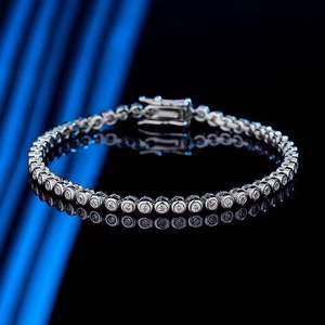 925 Sterling <b>Silver</b> Tennis <b>Bracelet</b> Cut Moissanite Diamond Vintage <b>Silver</b> Plating Trendy for Weddings Parties for Valentine's - Product Image 1