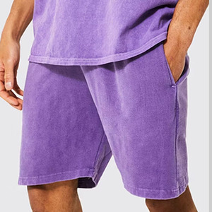 2024 Acid Wash Sun Faded Distressed Vintage T-shirts y Sweat Shorts Custom Silicone Print Shorts Set para hombres - Product Image 4