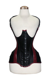 Entrenador de cintura gótico OEM y ODM, corsé de cuero elegante, moldeadores deshuesados de acero, correa de hombro transpirable, copas delanteras Busk, paneles de modestia - Product Image 2