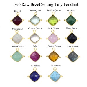Pendentif en quartz péridot facetté, pierre précieuse de forme coussin, avec deux montures Rawa, fournitures de bijouterie DIY - Product Image 6