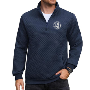 Top Classé Hommes 2025 Tendance Regular Fit Hoodie Meilleure Qualité Matériel Conception Personnalisée 1/4 Quarter Zip Brodé Uni Teint - Product Image 2