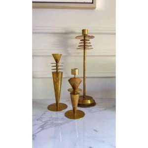 Stylish antique brass <b>candle</b> holder for elegant home decor luxury candlelight <b>dinners</b> and high-end wedding table settings - Product Image 2