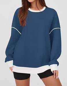 Sudaderas con capucha y sudaderas para mujer Logotipo bordado ecológico Sudadera de cuello redondo Ropa de calle para mujer Transpirable Yoga Gimnasio Entrenamiento - Product Image 3