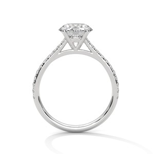 2.0ct Round Brilliant Cut Moissanite <b>Solitaire</b> <b>Ring</b> with Pave Set Band 925 Sterling <b>Silver</b> - Product Image 5