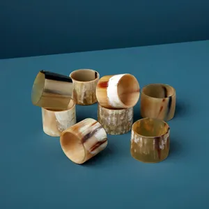 Servilleteros de cuerno forma redonda 100% anillos de servilleta de cuerno de vaca de búfalo Natural para fiesta para uso decorativo de mesa - Product Image 4