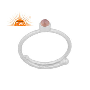 Anillo Apilable de Plata de Ley Fina con Piedra Lunar de Chocolate Natural, Estilo Indio, Fabricante de Joyería Personalizada - Product Image 1