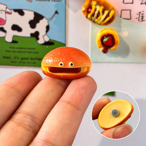Série de 4 aimants décoratifs réutilisables en résine pour réfrigérateur, motif <span class=keywords><strong>pain</strong></span> confiture mignon personnalisé - Product Image 3