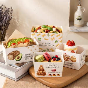 Boîte à sandwichs pour petit-déjeuner en papier, personnalisable, très vendue, pour emporter, avec couvercle, pour boulangerie - Product Image 1