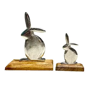 Christmas Decorative Aluminum Rabbit Showpiece Sculpture Office Decorations Desktop centerpiece Metal Animal object Sculptures