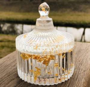 Cylindre de style animal, luxe, fait à la main, électroplaqué, nervuré, en corne avec couvercle - Product Image 5