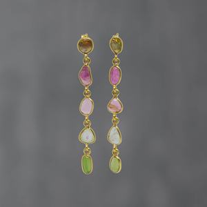 ต่างหูพลอยสามสีทองและพลอยลาบราดอไรต์บดที่ทำจาก925แข็งสเตอร์ลิงสีเงินต่างหูสวมใส่ได้ทุกวัน - Product Image 3