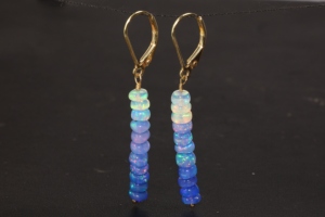 Pendientes colgantes de plata de ley 925 con cuentas de ópalo azul, joyería chapada en oro, regalo de cumpleaños de moda para fiestas de bodas de mujer - Product Image 4