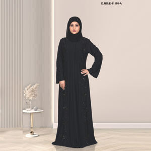 Abaya modeste plissée avec des strass doux - Product Image 1
