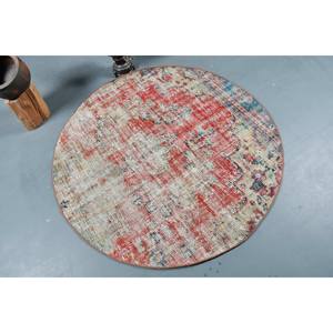 Alfombra moderna de lana roja y beige de 4,4X4,4 pies, hecha a mano, área grande, área turca, patrón abstracto, diseño de pasillo Rectangular, látex de 10mm - Product Image 2