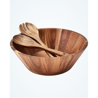 Juego de Ensaladera Clásica de Madera de Acacia de Calidad Deluxe, Ecológica, Hecha a Mano, con Cuchara y Tenedor, al Mejor Precio