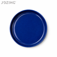 Ensemble d'assiettes de luxe en céramique émaillée bleu roi - Vaisselle ronde en porcelaine écologique pour hôtels et restaurants - En stock
