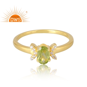 แหวนเงินแท้ 925 ชุบทอง 18K ประดับเพชร CZ และเพอริดอทดีไซน์หรูหรา สำหรับผู้หญิง ของขวัญสำหรับเธอ - Product Image 3