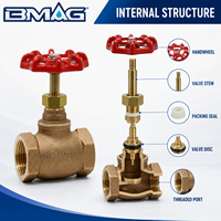 Vanne d'arrêt filetée en bronze de 2 pouces BMAG, résistante à la corrosion, pour chaudières industrielles et marines, conduites d'eau, commande manuelle, OEM