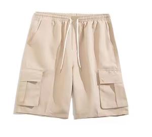 Nuevo estilo de utilidad para hombres Cargo Shorts 3D 6 bolsillos sólido transpirable Spandex/poliéster medio elástico medio pantalones tejido Casual sudor - Product Image 3