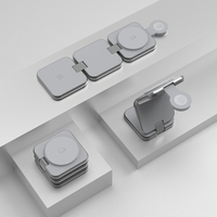 Support de chargeur sans fil magnétique pliable 3 en 1 pour IPhone 16 15 14 AirPods 3/2/Pro Watch Series-Alliage d'aluminium 10W