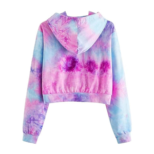 Nuevo estilo de alta calidad para mujer Crop Top Tie Dye Hoodie Personalizable Color y Logo Diseño de algodón transpirable para el invierno - Product Image 2