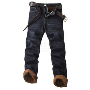Etiqueta privada Hombres Fleece Jeans Color sólido Hombres Fleece Jeans Bolsillos laterales Fleece Jeans para la venta - Product Image 1