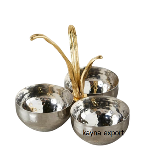 Nuevo Juego de Cuencos Decorativos de Metal de 3 Niveles en Plata y Dorado, Colección Ramadán, Cuenco para Dátiles y Frutos Secos, Uso en Restaurantes, Cuencos Dorados - Product Image 3