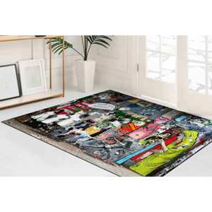 Tapis imprimé : Abstrait, moderne, personnalisé, graffiti Banksy, décoratif, tendance, avec poils doux - Product Image 5