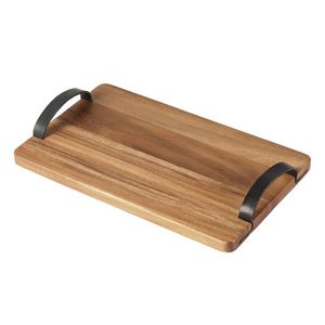 ถาดเสิร์ฟไม้ธรรมชาติพร้อมที่จับหนังทรงสี่เหลี่ยมผืนผ้าสำหรับเครื่องครัวสินค้าคุณภาพสูงขายส่งจากเวียดนาม - Product Image 1