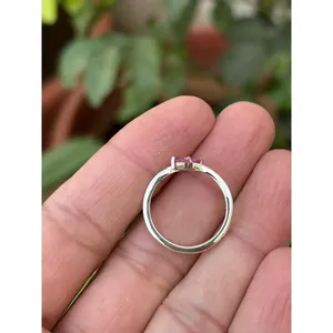 925 Silver Natural Sapphire <b>Ring</b> <b>Adjustable</b> Trendy Inlay with Princess Cut Jade and Rhodium Plating for Engagement - Product Image 5