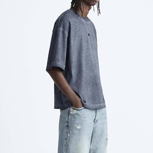 T-shirt poids lourd lavé à l'acide personnalisé pour hommes 100% coton grande taille manches courtes design surdimensionné 100% polyester/coton - Product Image 2