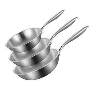 Ensemble <span class=keywords><strong>d</strong></span>'ustensiles de cuisine à 3 plis en acier inoxydable 304 poêle à frire non revêtue Wok pot à lait casserole à soupe pour cuisinière à gaz à induction utilisation dans la cuisine - Product Image 1