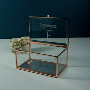 Personalised Glass Ring Box Jewellery Organizer Made With Glass And Metal <b>Gold</b> Polish <b>Frame</b> For Birthday Wedding Engagement - Product Image 4