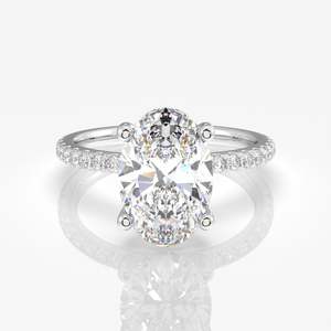 Oval Cut Moissanite Diamond <b>Set</b> in Pave <b>Sterling</b> <b>Silver</b> Elegant <b>Rings</b> for Women - Product Image 5