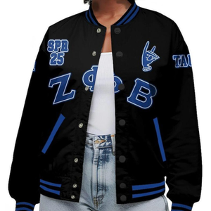 Hot Selling Zeta Phi Beta Sorority Printed Men's Winter Woven Breathable Windproof Varsity Jacket ZPB Sorority Embroidered <b>Wool</b> - Product Image 1