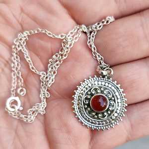 Navya Craft Carnelian 925 Sterling <b>Silver</b> Boho Jewelry Handmade Women's <b>Necklace</b> Ring Set for Christmas Anniversary Rose Gold - Product Image 3