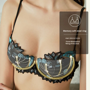 Women's Sexy Lace <b>Push</b>-<b>Up</b> Bra <b>Bikini</b> Panty <b>Set</b> 3/4 Cup Wireless Support Seamless Floral Lace Adjustable Straps Two-Piece - Product Image 5