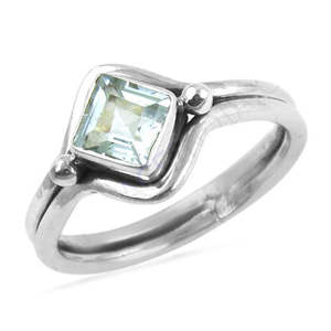 Bague tendance en argent plaqué or rose avec aquamarine carrée pour femmes, style vintage - Product Image 2