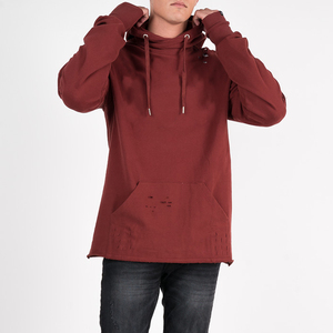 เสื้อฮู้ดแบบสวมหัวสำหรับผู้ชายผ้าฝ้าย100% ดีไซน์ระบายความร้อนย้อมสีเรียบ - Product Image 5