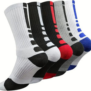 Wholesale <b>Men's</b> <b>Thermal</b> Basketball Sports Athletic <b>Socks</b> Black White Breathable Crew Made From Polyester Material Letter Pattern - Product Image 1